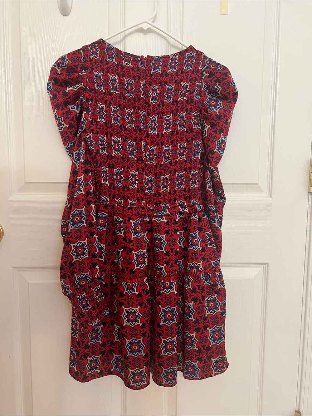 Allison Brittney Red Geometric Smocked Kids Dress - Picture 2 of 4